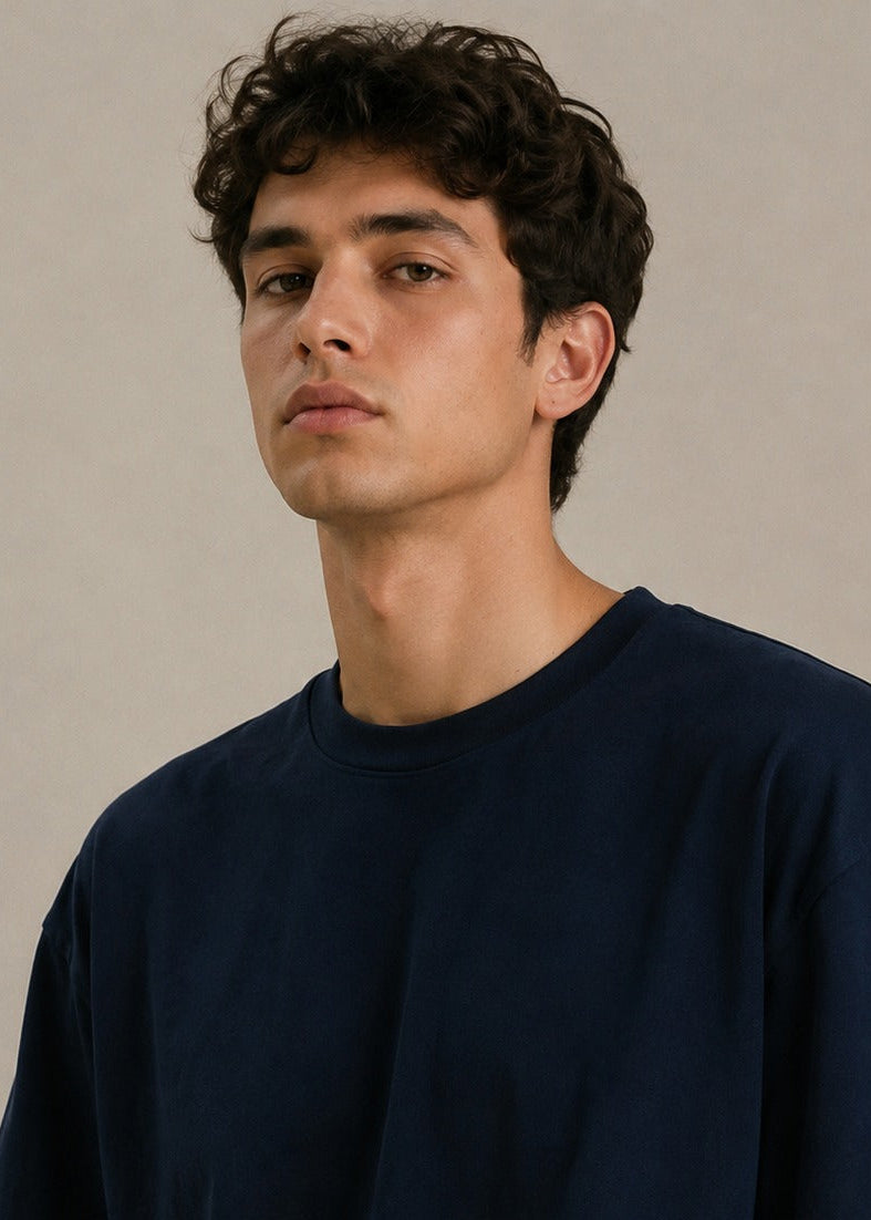 Relaxed Fit T Shirt (Navy Blue)