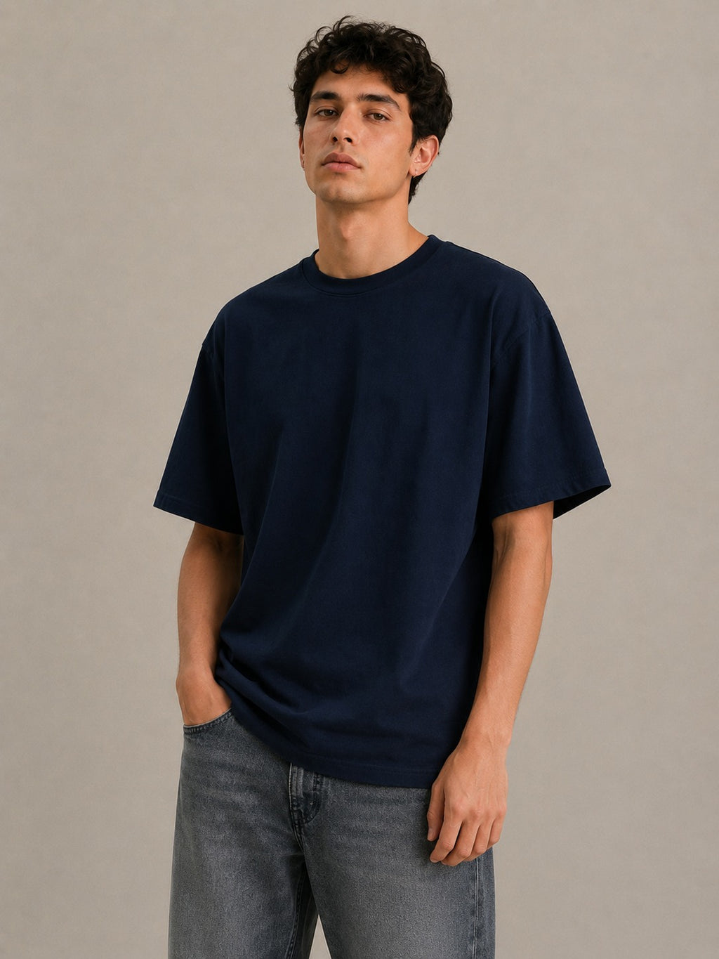 Relaxed Fit T Shirt (Navy Blue)