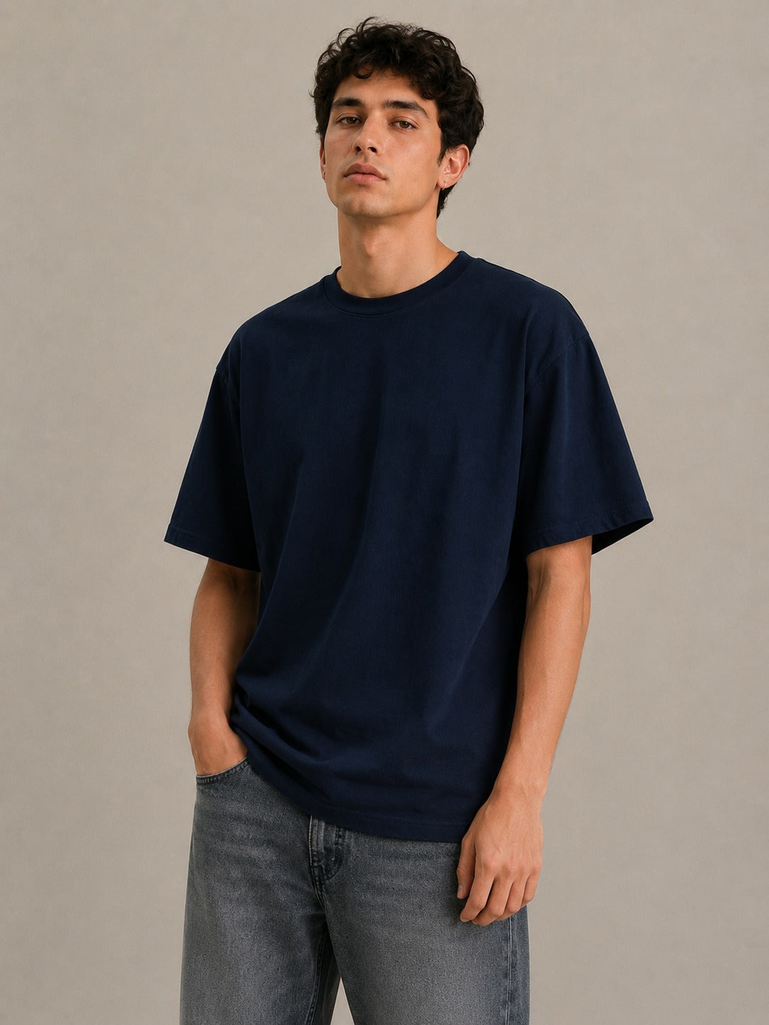 Relaxed Fit T Shirt (Navy Blue)