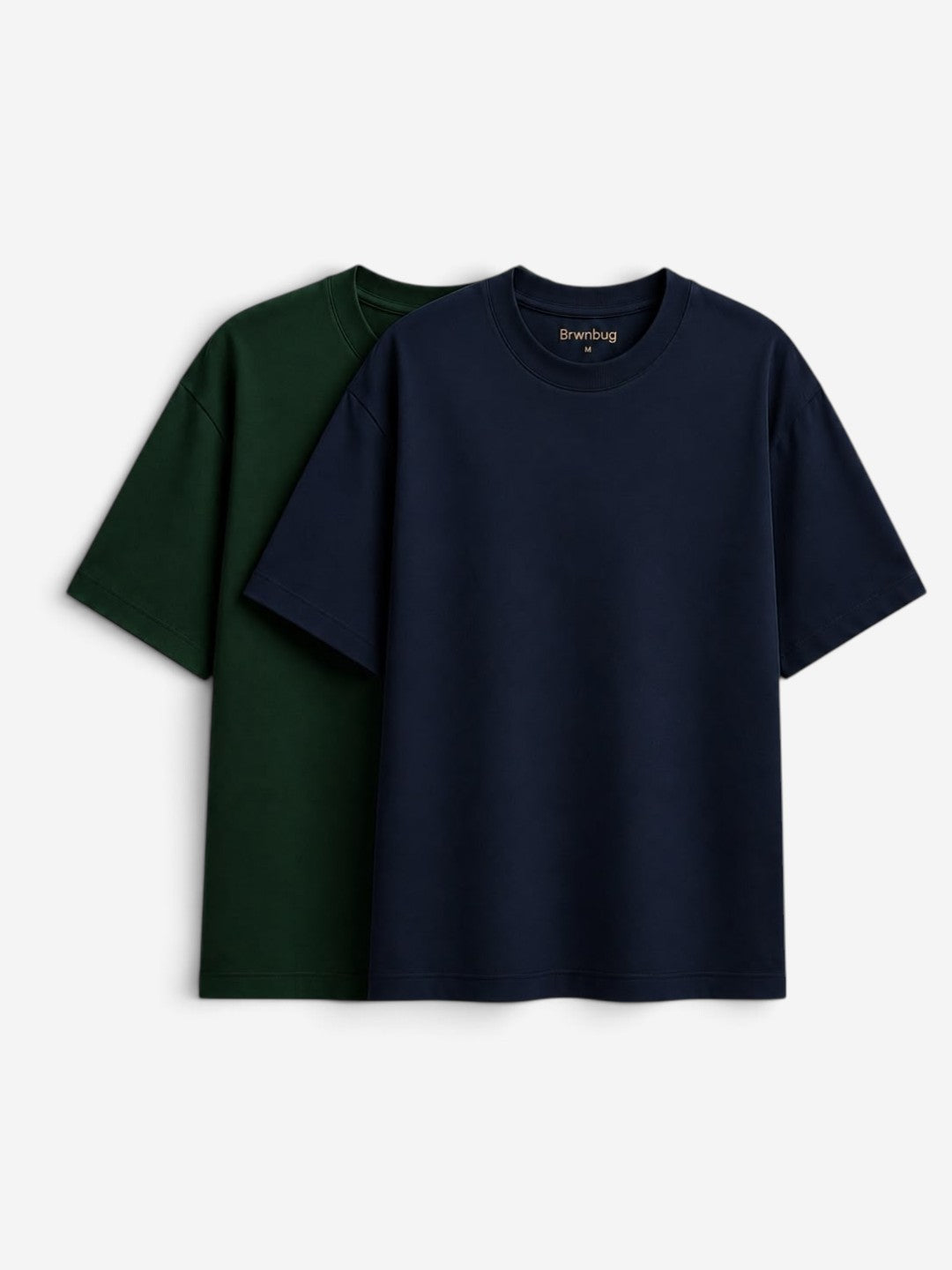 Relaxed Fit T-Shirt (Pack of 2) | 100% Cotton | Navy Blue & Green