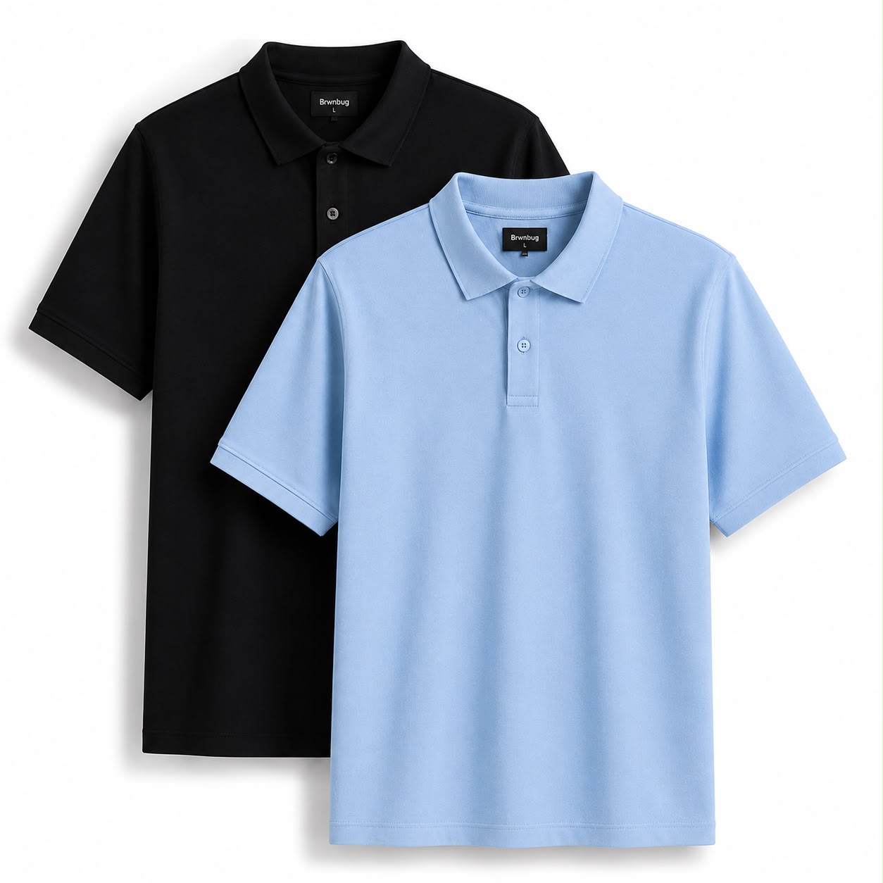 Classic Polo T-Shirt (Pack of 2) | 100% Cotton | Black & Blue