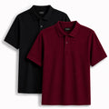 Classic Polo T-Shirt (Pack of 2) | 100% Cotton | Black & Maroon